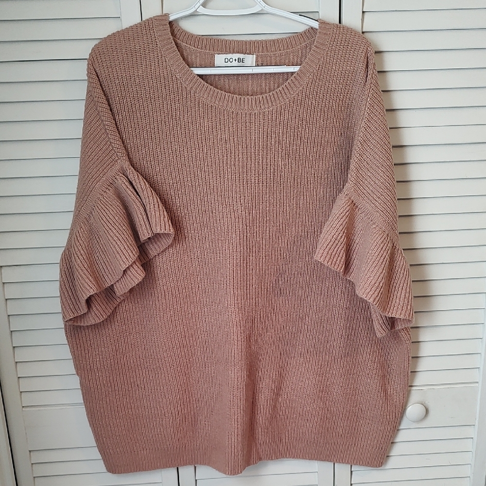 DO+BE Women's Blush Ruffle Sleeve Sweater